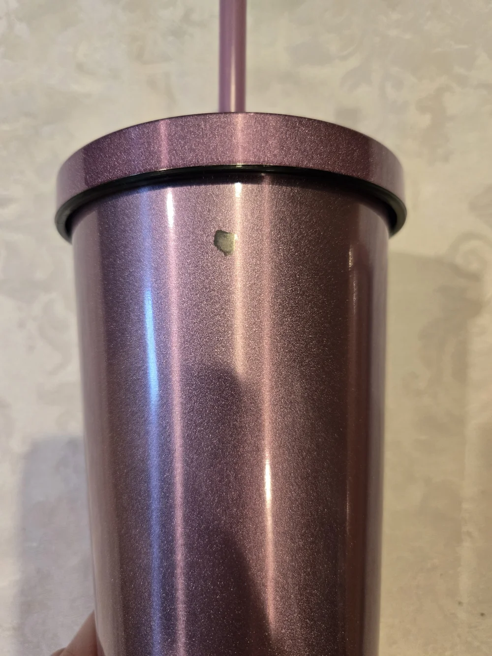 Dunkin® Metallic Pink Tumbler Cup with Straw
